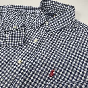 Ralph Lauren Medium M Blue Checkered Long Sleeve Button Down Men's Shirt